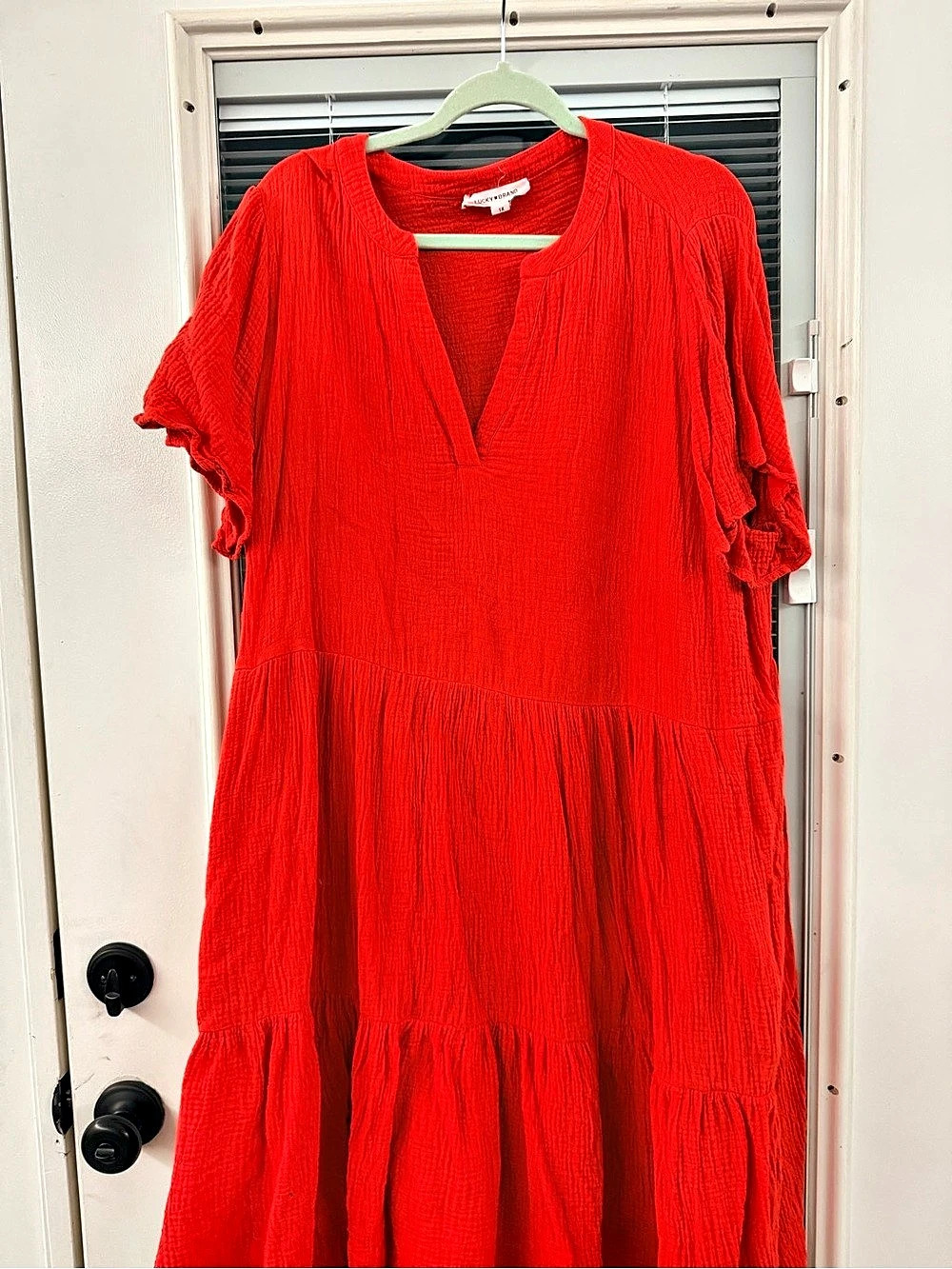 Lucky Brand Tiered Maxi Dress in Red Size 1X Like New